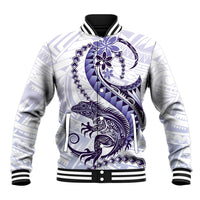 Purple Maori Tuatara Baseball Jacket Luxury Pastel Pattern LT01 Unisex Purple - Polynesian Pride
