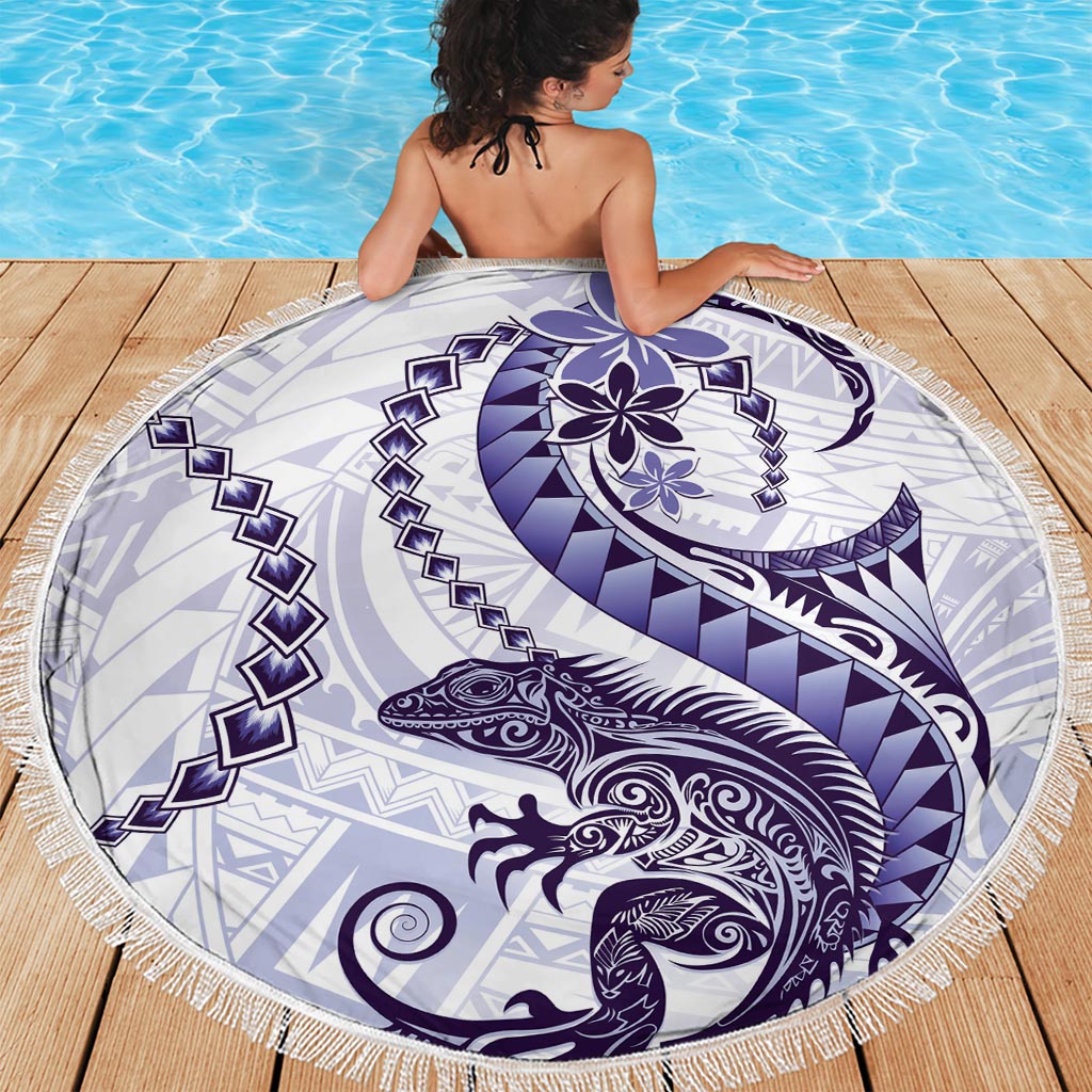 Purple Maori Tuatara Beach Blanket Luxury Pastel Pattern
