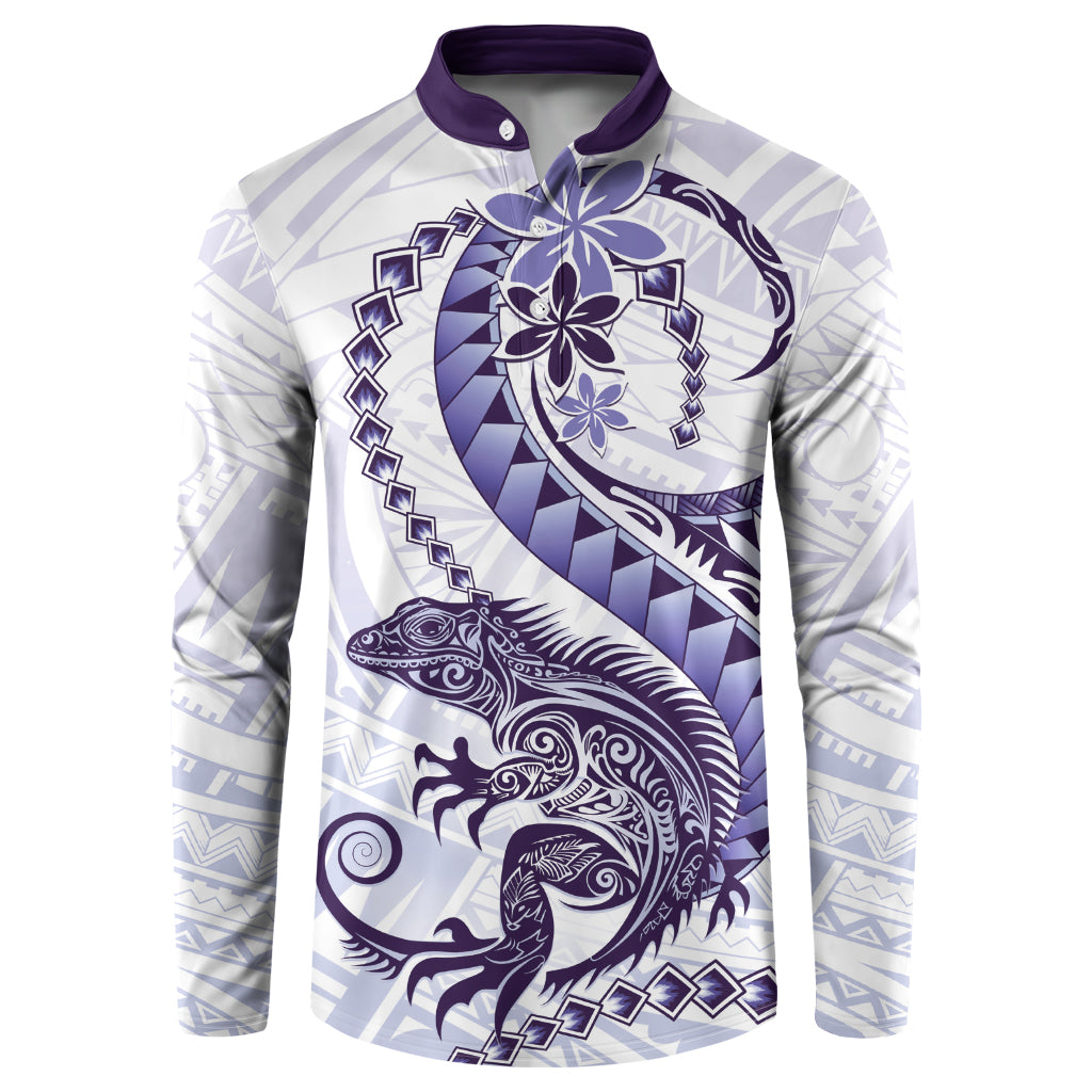 Purple Maori Tuatara Button Sweatshirt Luxury Pastel Pattern