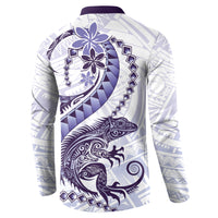 Purple Maori Tuatara Button Sweatshirt Luxury Pastel Pattern
