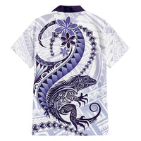 Purple Maori Tuatara Family Matching Off Shoulder Short Dress and Hawaiian Shirt Luxury Pastel Pattern