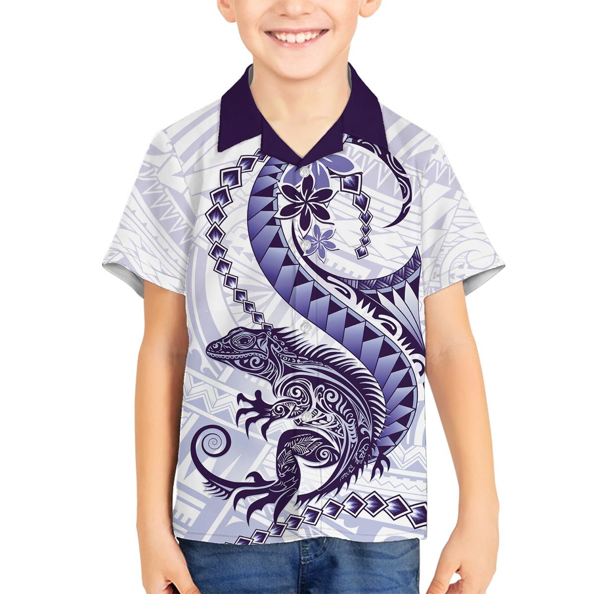 Purple Maori Tuatara Family Matching Puletasi and Hawaiian Shirt Luxury Pastel Pattern