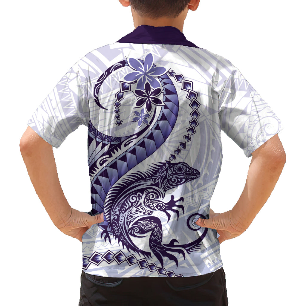 Purple Maori Tuatara Family Matching Tank Maxi Dress and Hawaiian Shirt Luxury Pastel Pattern