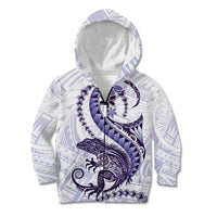 Purple Maori Tuatara Kid Hoodie Luxury Pastel Pattern