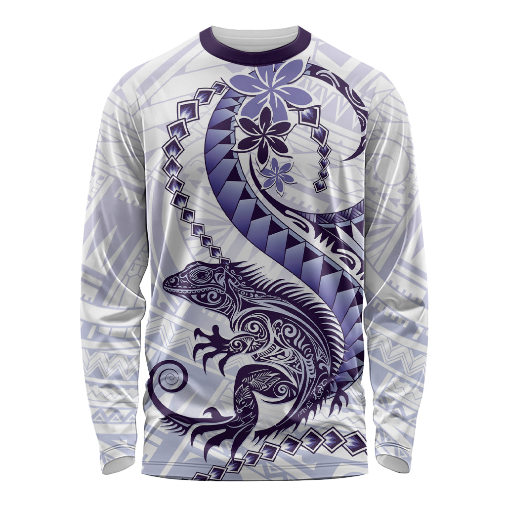 Purple Maori Tuatara Long Sleeve Shirt Luxury Pastel Pattern LT01 Unisex Purple - Polynesian Pride