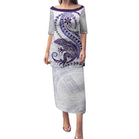 Purple Maori Tuatara Puletasi Luxury Pastel Pattern