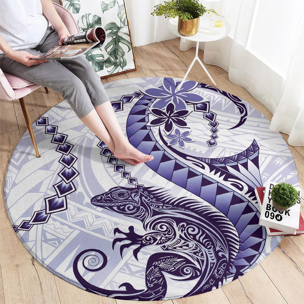 Purple Maori Tuatara Round Carpet Luxury Pastel Pattern LT01 - Polynesian Pride
