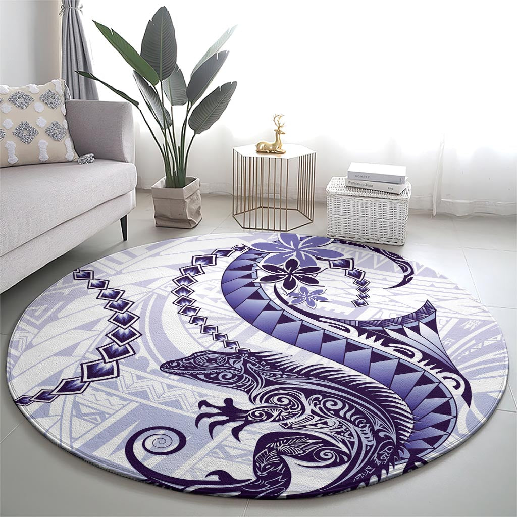 Purple Maori Tuatara Round Carpet Luxury Pastel Pattern LT01 - Polynesian Pride