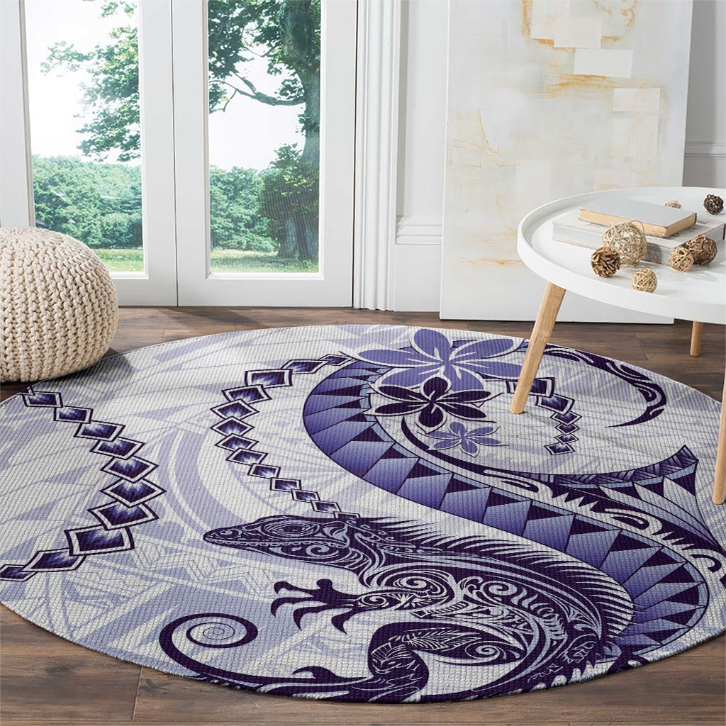 Purple Maori Tuatara Round Carpet Luxury Pastel Pattern LT01 - Polynesian Pride