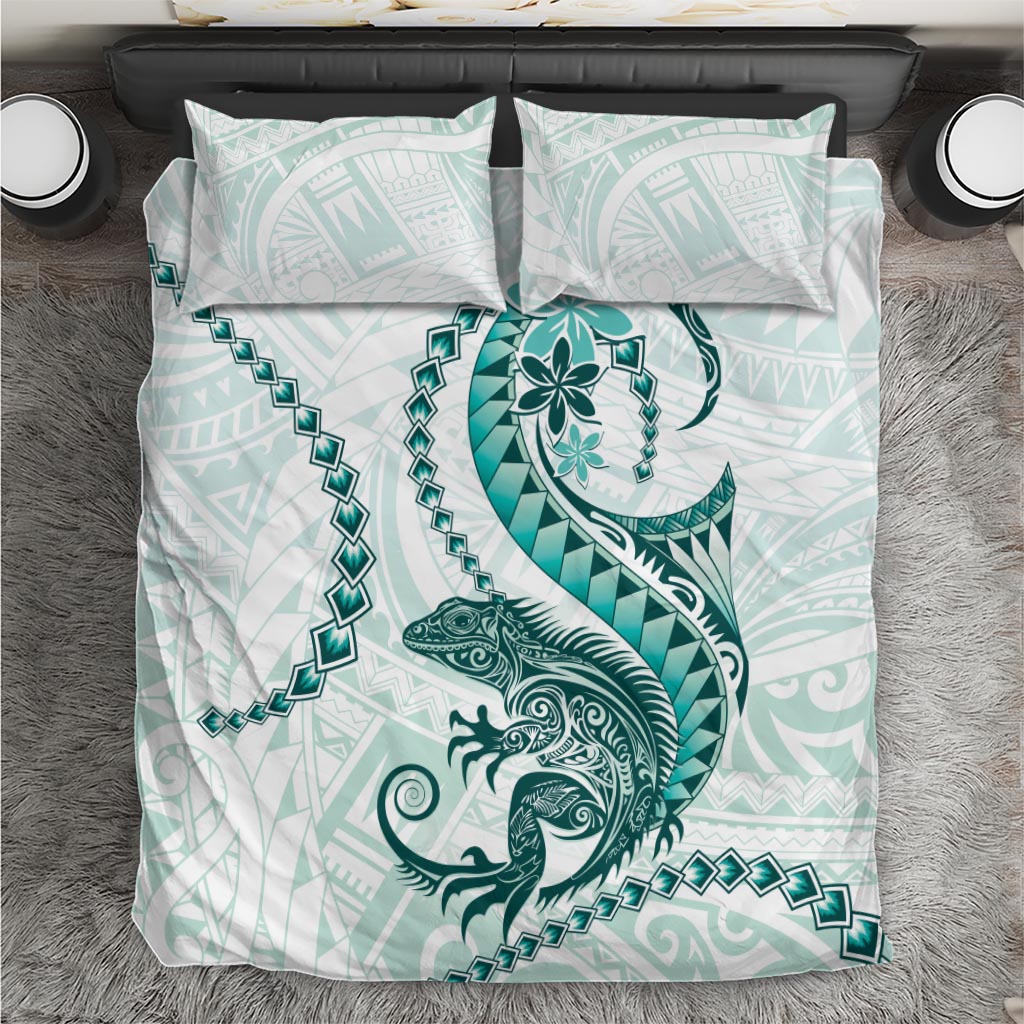 Teal Maori Tuatara Bedding Set Luxury Pastel Pattern LT01 Teal - Polynesian Pride