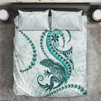 Teal Maori Tuatara Bedding Set Luxury Pastel Pattern LT01 Teal - Polynesian Pride
