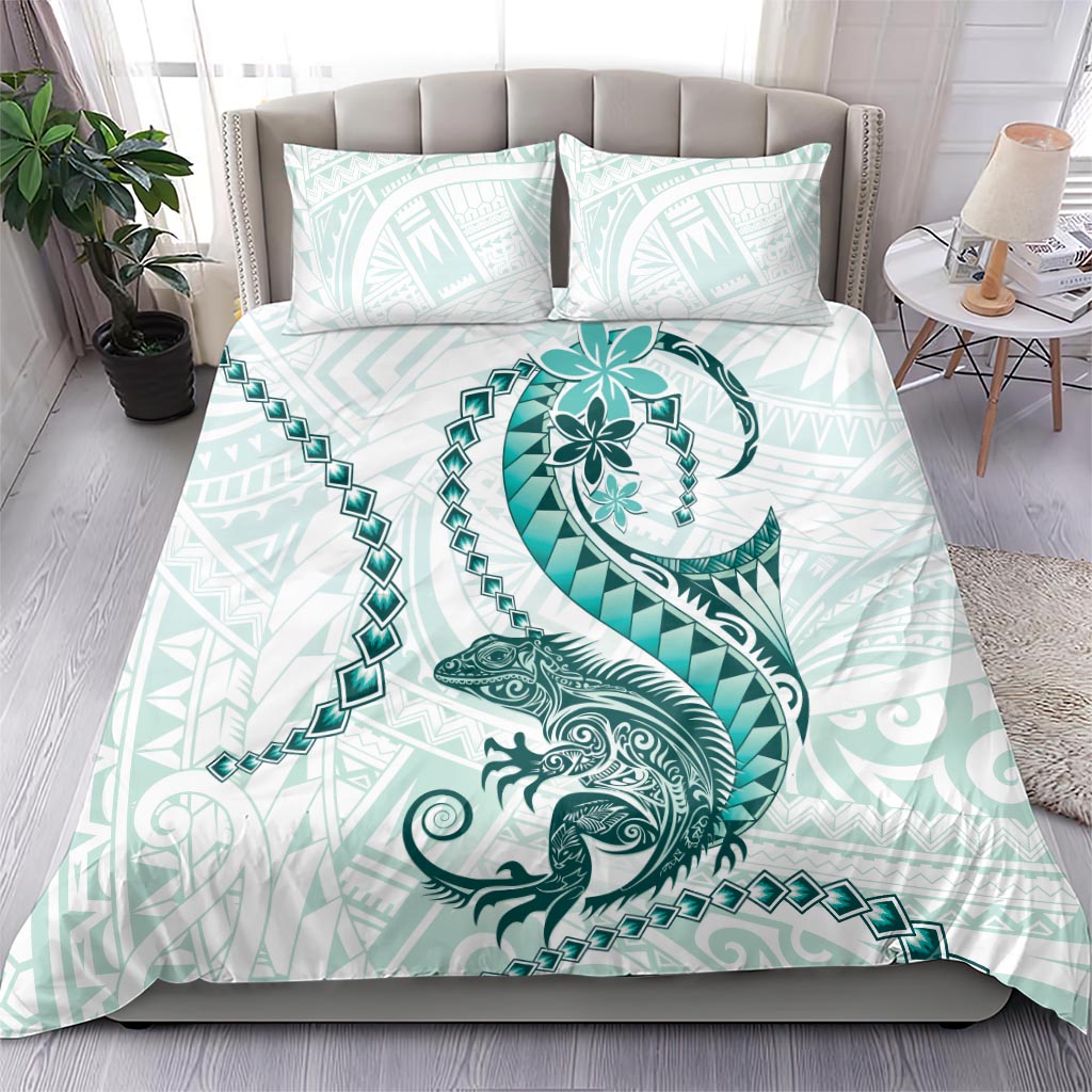 Teal Maori Tuatara Bedding Set Luxury Pastel Pattern LT01 - Polynesian Pride