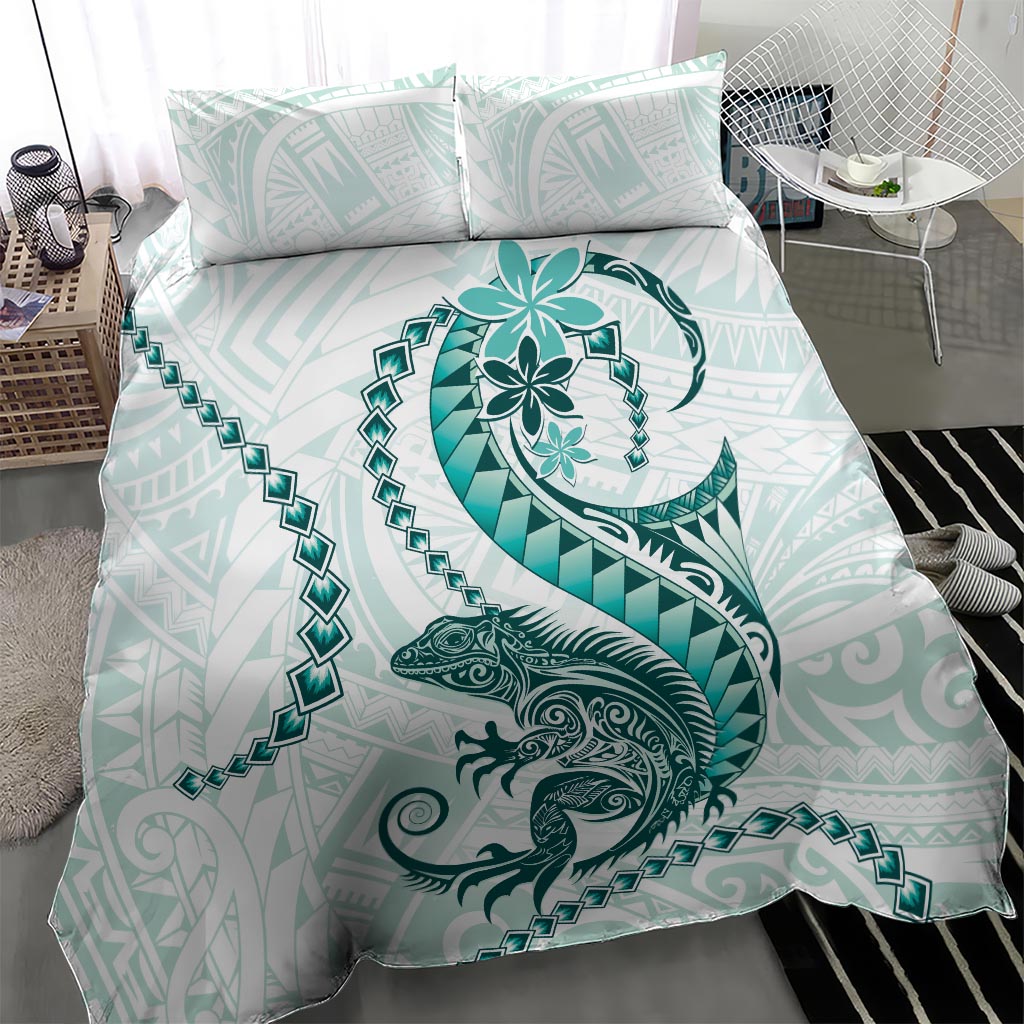 Teal Maori Tuatara Bedding Set Luxury Pastel Pattern LT01 - Polynesian Pride