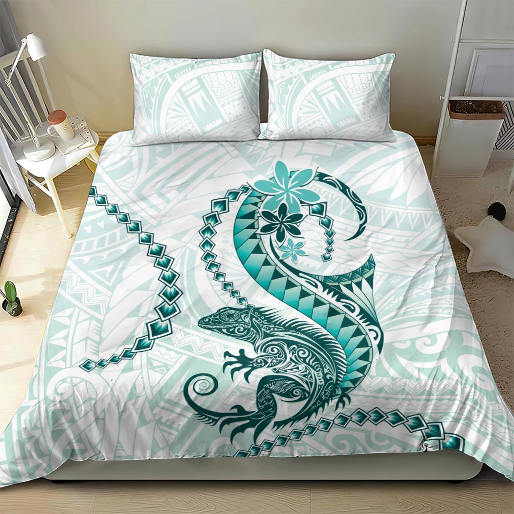 Teal Maori Tuatara Bedding Set Luxury Pastel Pattern LT01 - Polynesian Pride