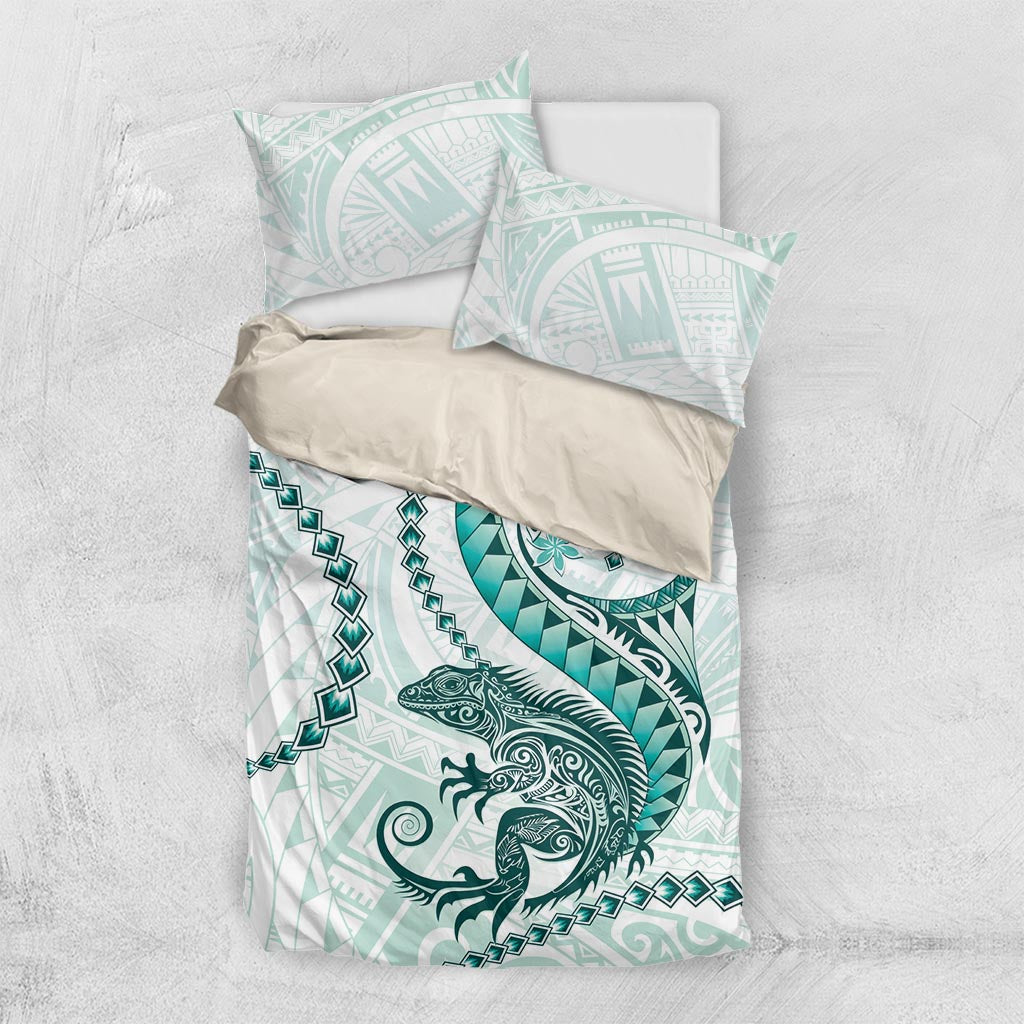 Teal Maori Tuatara Bedding Set Luxury Pastel Pattern LT01 US Twin 172cm x 218cm Teal - Polynesian Pride