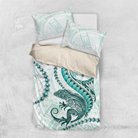 Teal Maori Tuatara Bedding Set Luxury Pastel Pattern LT01 US Twin 172cm x 218cm Teal - Polynesian Pride