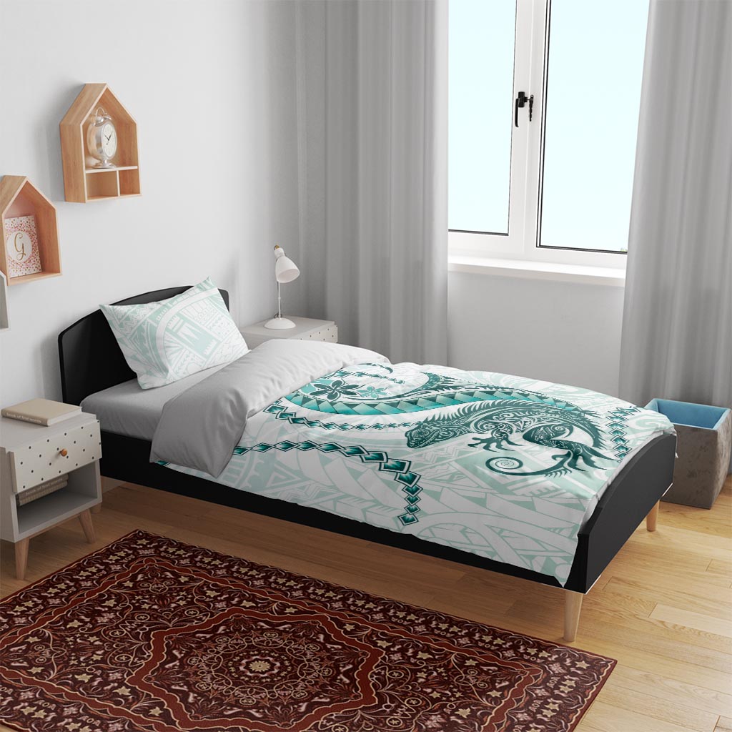Teal Maori Tuatara Bedding Set Luxury Pastel Pattern LT01 - Polynesian Pride