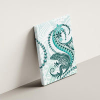 Teal Maori Tuatara Canvas Wall Art Luxury Pastel Pattern