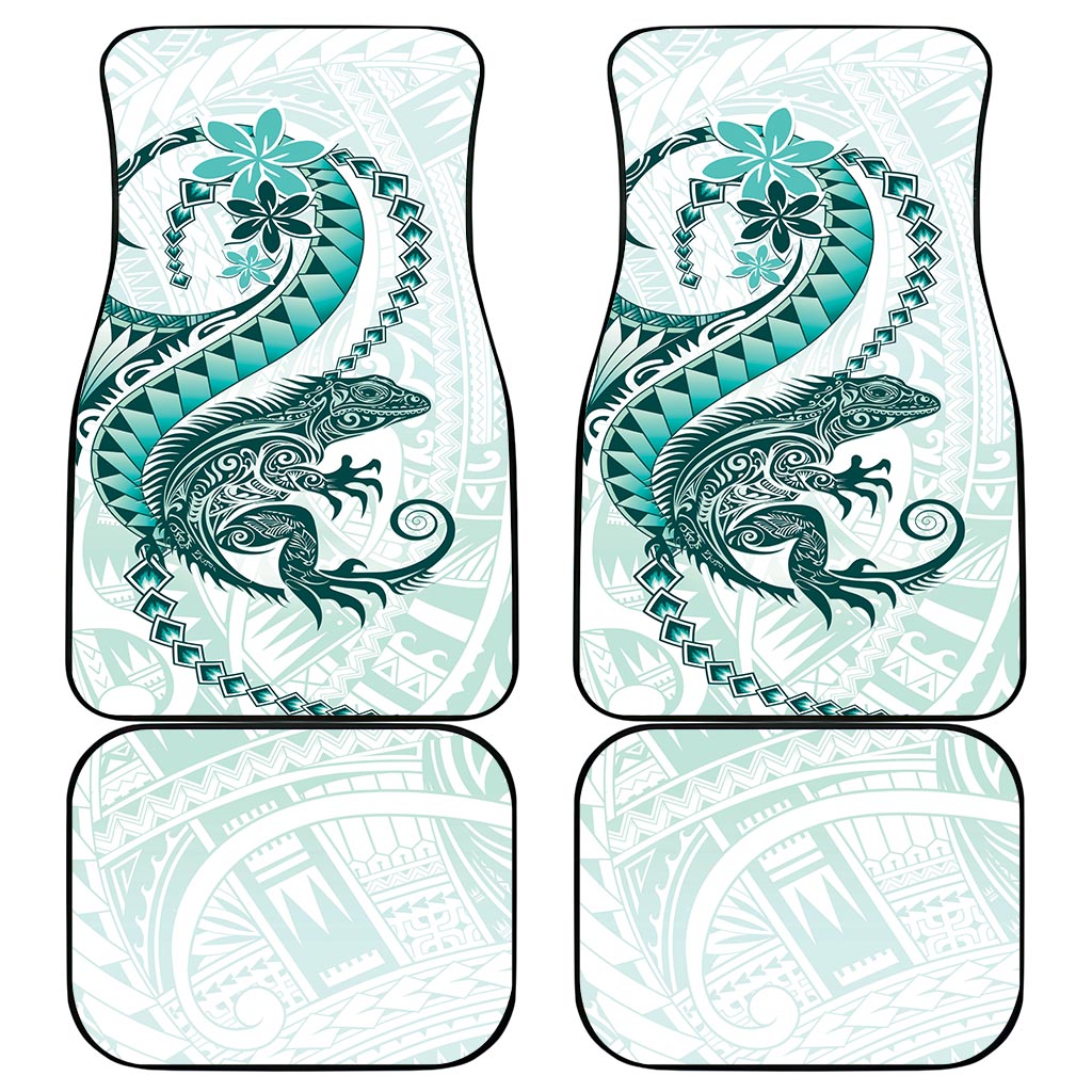 Teal Maori Tuatara Car Mats Luxury Pastel Pattern