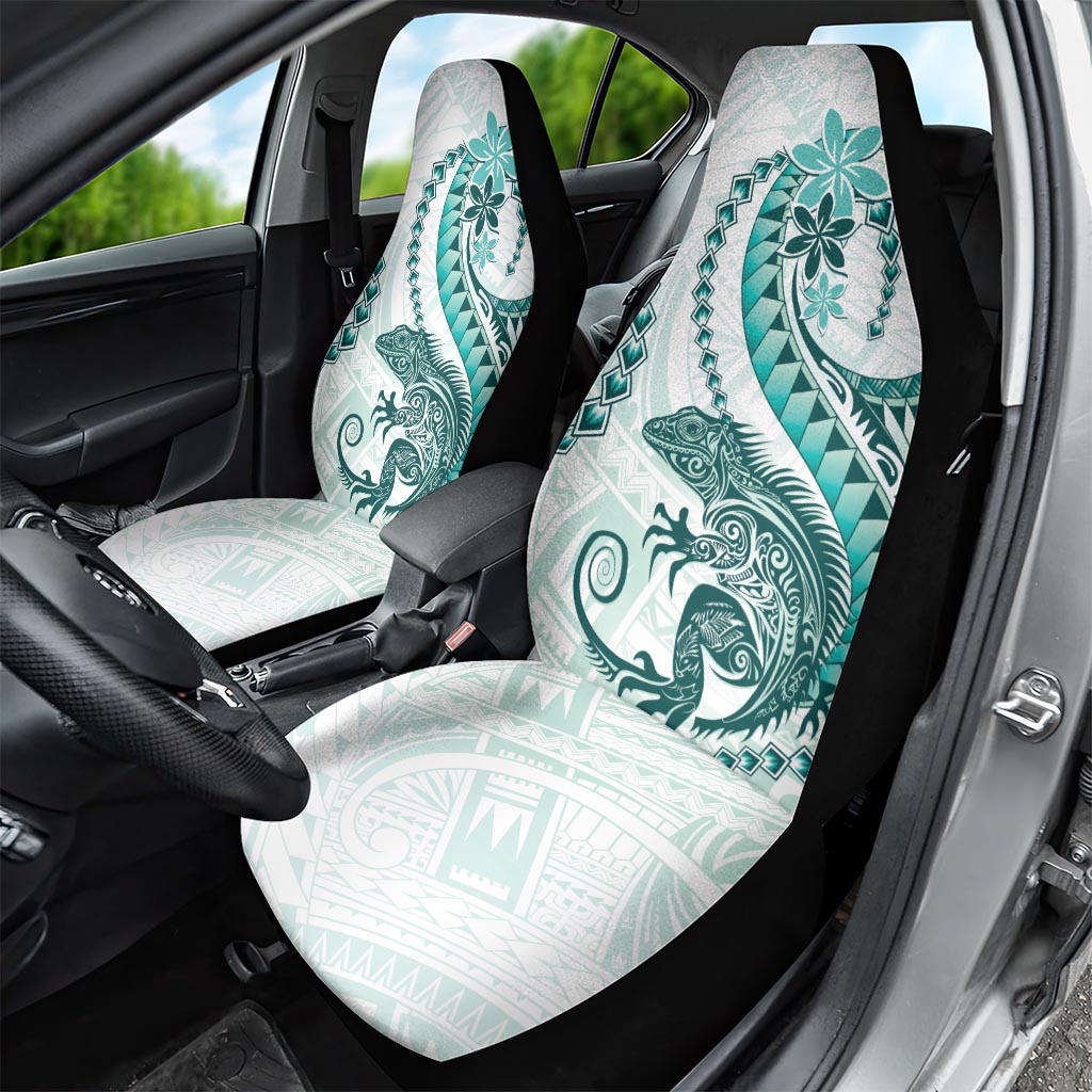 Teal Maori Tuatara Car Seat Cover Luxury Pastel Pattern