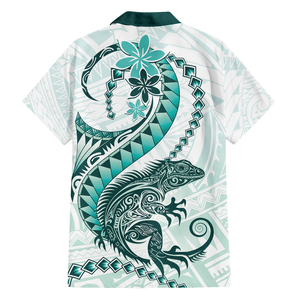 Teal Maori Tuatara Family Matching Tank Maxi Dress and Hawaiian Shirt Luxury Pastel Pattern