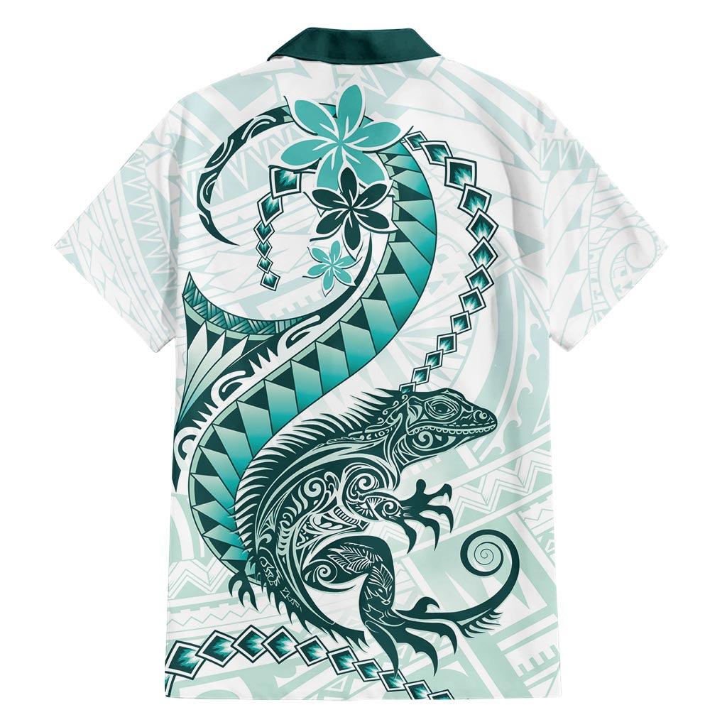 Teal Maori Tuatara Hawaiian Shirt Luxury Pastel Pattern