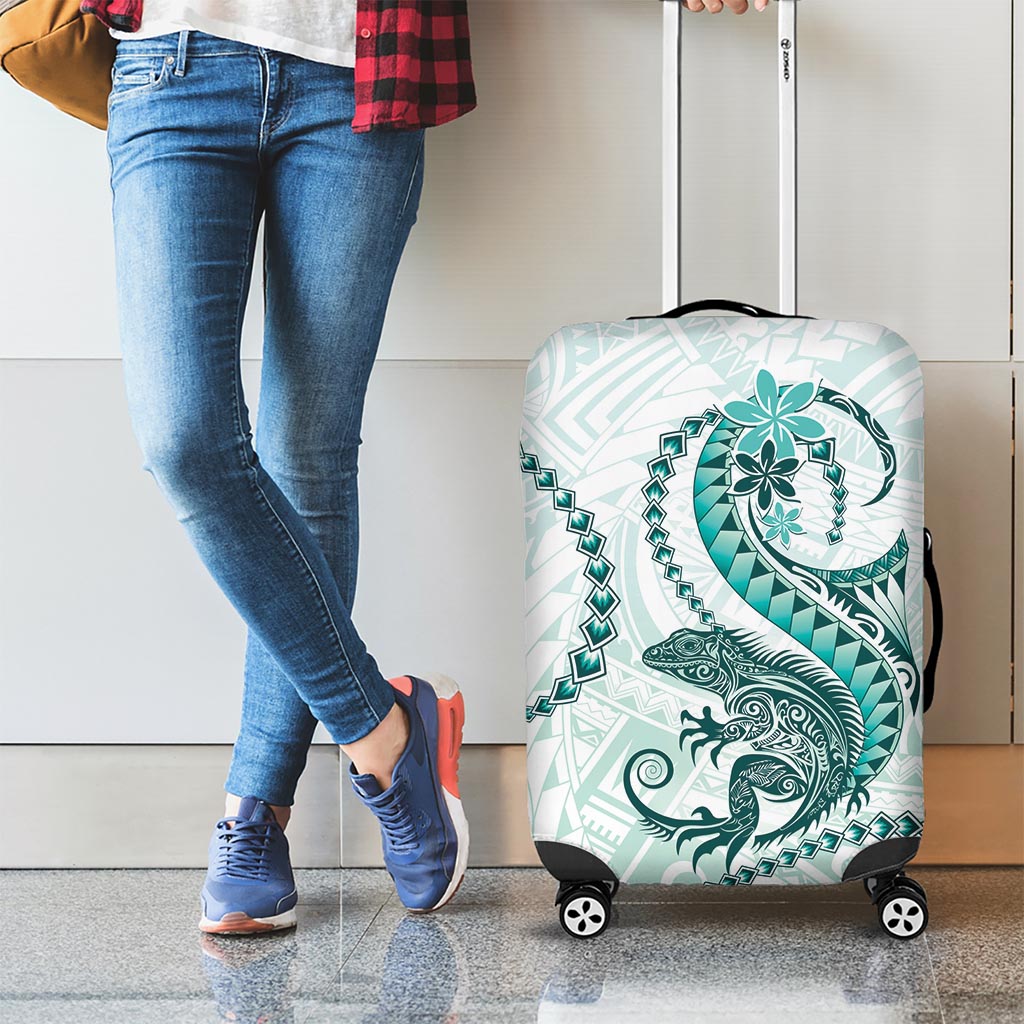 Teal Maori Tuatara Luggage Cover Luxury Pastel Pattern LT01 - Polynesian Pride