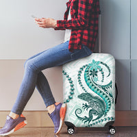 Teal Maori Tuatara Luggage Cover Luxury Pastel Pattern LT01 - Polynesian Pride