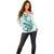 Teal Maori Tuatara Off Shoulder Sweater Luxury Pastel Pattern