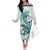 Teal Maori Tuatara Off The Shoulder Long Sleeve Dress Luxury Pastel Pattern