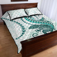 Teal Maori Tuatara Quilt Bed Set Luxury Pastel Pattern