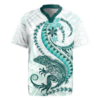 Teal Maori Tuatara Rugby Jersey Luxury Pastel Pattern