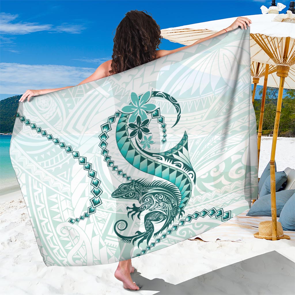 Teal Maori Tuatara Sarong Luxury Pastel Pattern