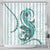 Teal Maori Tuatara Shower Curtain Luxury Pastel Pattern