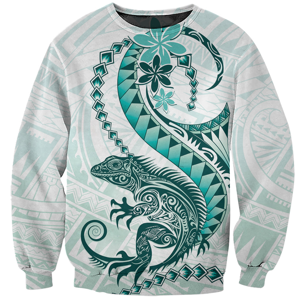 Teal Maori Tuatara Sweatshirt Luxury Pastel Pattern