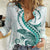 Teal Maori Tuatara Women Casual Shirt Luxury Pastel Pattern