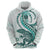 Teal Maori Tuatara Zip Hoodie Luxury Pastel Pattern