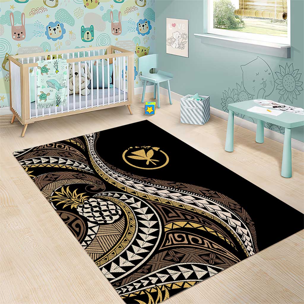 Hawaii Pineapple Brown Tribal Pattern Area Rug - Polynesian Pride