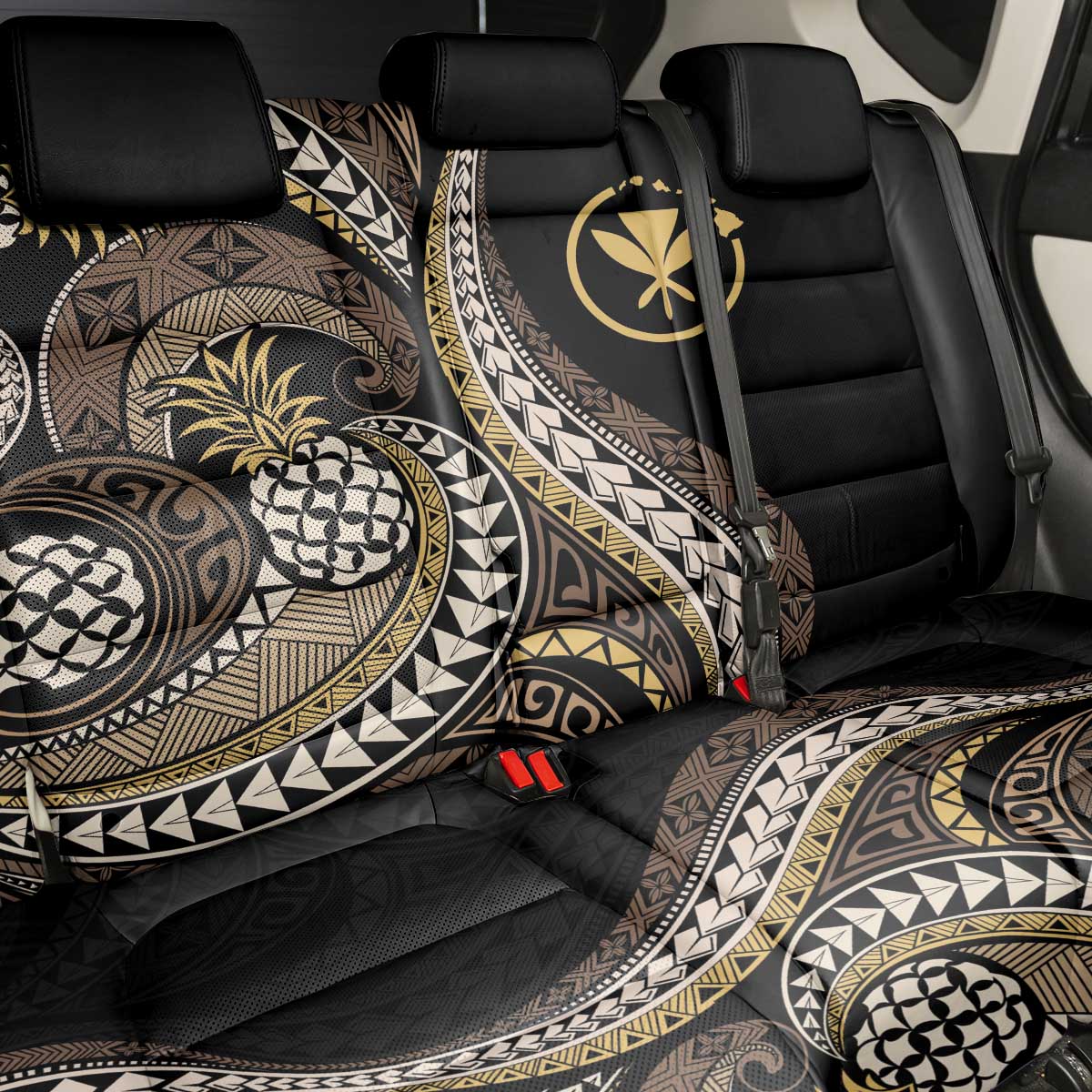 Hawaii Pineapple Brown Tribal Pattern Back Car Seat Cover LT01 - Polynesian Pride