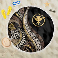 Hawaii Pineapple Brown Tribal Pattern Beach Blanket - Polynesian Pride