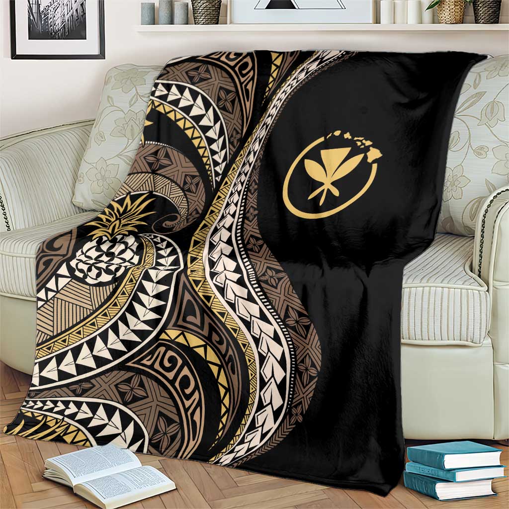 Hawaii Pineapple Brown Tribal Pattern Blanket - Polynesian Pride