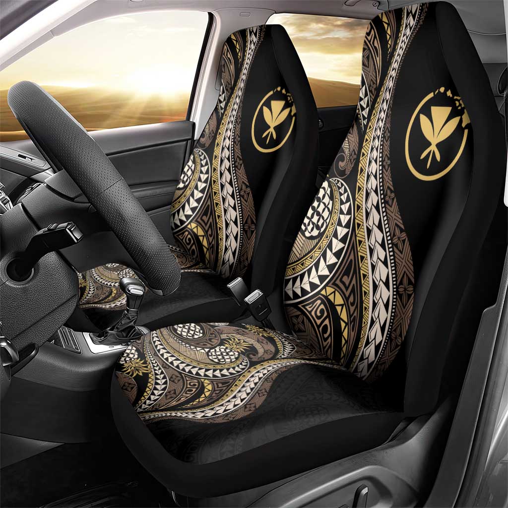 Hawaii Pineapple Brown Tribal Pattern Car Seat Cover - Polynesian Pride