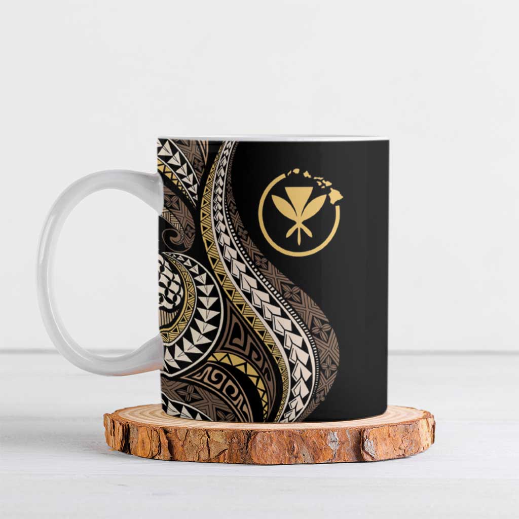 Hawaii Pineapple Brown Tribal Pattern Ceramic Mug - Polynesian Pride