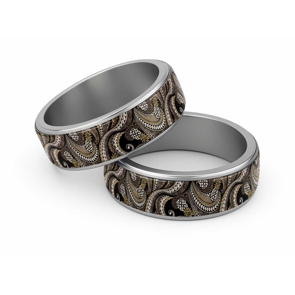 Hawaii Pineapple Brown Tribal Pattern Classic Ring - Polynesian Pride