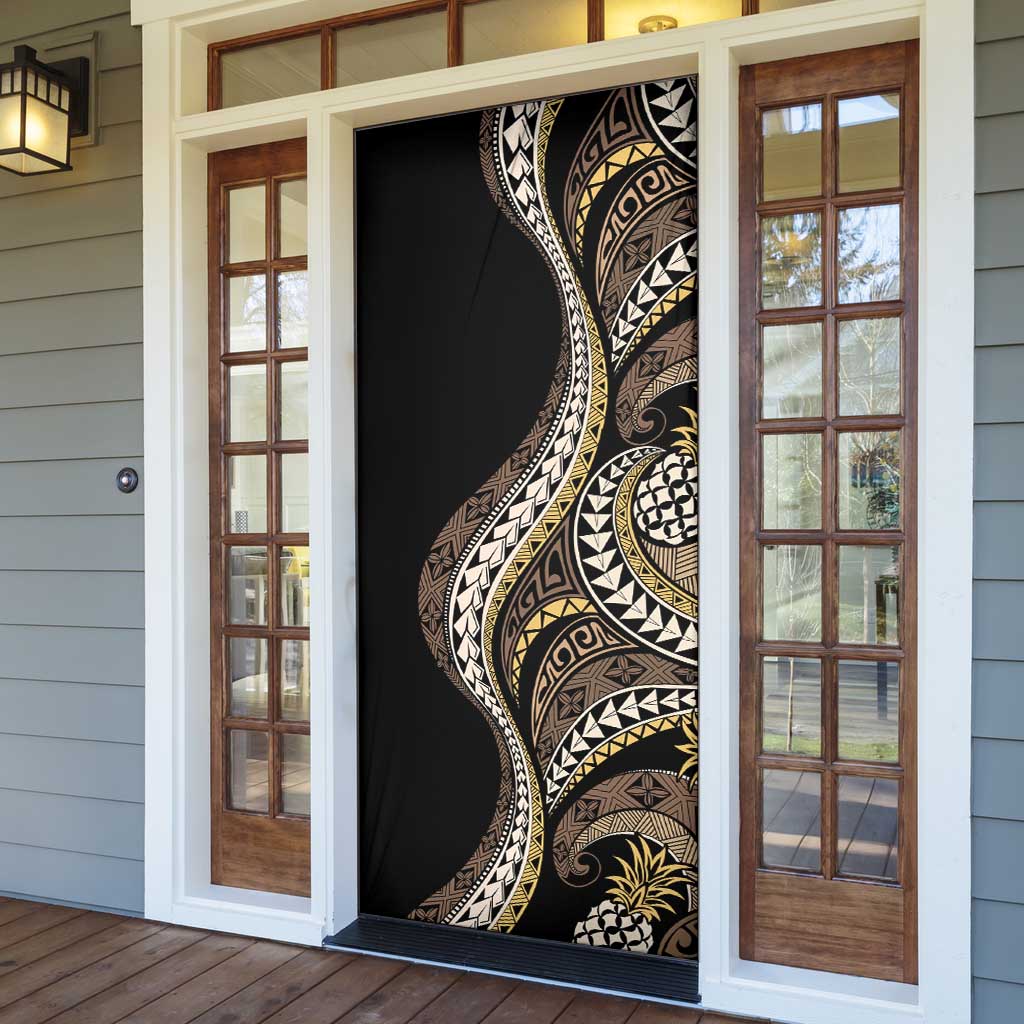 Hawaii Pineapple Brown Tribal Pattern Door Cover - Polynesian Pride
