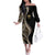 Hawaii Pineapple Brown Tribal Pattern Family Matching Off The Shoulder Long Sleeve Dress and Hawaiian Shirt - Polynesian Pride