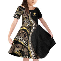 Hawaii Pineapple Brown Tribal Pattern Family Matching Off Shoulder Short Dress and Hawaiian Shirt - Polynesian Pride