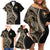 Hawaii Pineapple Brown Tribal Pattern Family Matching Off Shoulder Short Dress and Hawaiian Shirt - Polynesian Pride