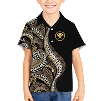 Hawaii Pineapple Brown Tribal Pattern Family Matching Puletasi and Hawaiian Shirt LT01 Son's Shirt Brown - Polynesian Pride