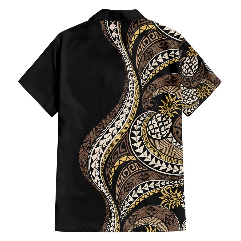Hawaii Pineapple Brown Tribal Pattern Family Matching Tank Maxi Dress and Hawaiian Shirt - Polynesian Pride